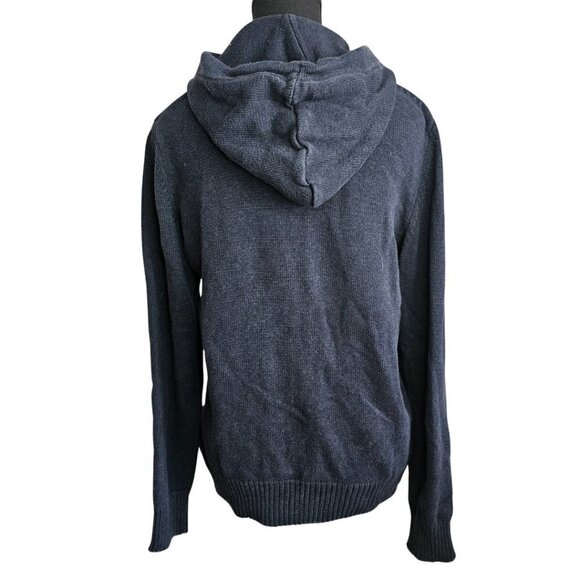 Label of Graded Goods L.O.G.G. Button Up Hooded Sweater Men's Size S, Navy - Picture 3 of 17